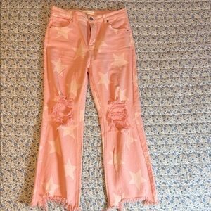 Pink Star High Rise Women Jeans